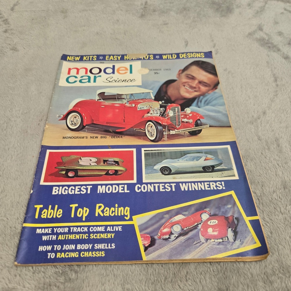 Vintage Model Car Science Magazine November 1963 Slot Racing Monogram Deuce